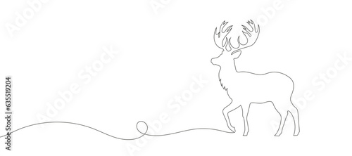 One line design silhouette of deer.hand drawn minimalism style.vector illustration. 