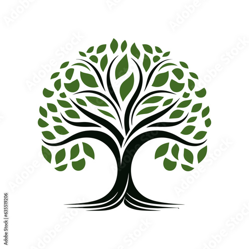 Tree logo, tree of life icon on white background. Vector illustration