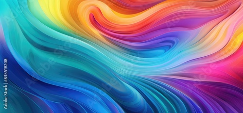 RAINBOW COLORED WAVES. Colorful texture, Motion pattern, Background, Emotional Wallpaper. Perception of three-dimensional soft, circular motion of the colorful waves with rainbow colors shades.