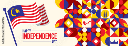 Malaysia INDEPENDENCE DAY and Malaysia flag translation (31 ogos selamat hari merdeka) vector illustration

