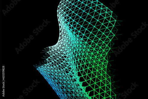 Vector background of net cells. Fish football sport syrface. Fluid flow on wind. Flag fabric data processing. photo