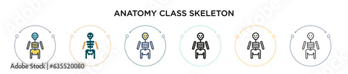 Anatomy class skeleton icon in filled, thin line, outline and stroke style. Vector illustration of two colored and black anatomy class skeleton vector icons designs can be used for mobile, ui, web
