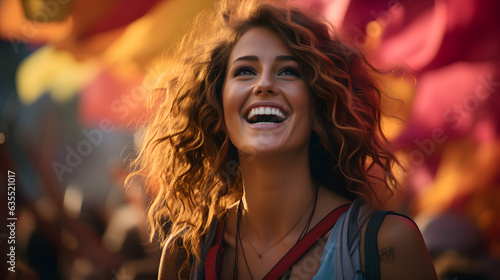 smiling woman in a festival photo
