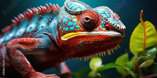 Colorful Chameleon Lizard: Closeup Nature Photography