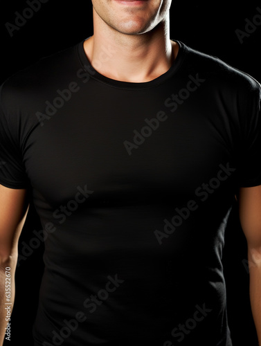 Young man in t-shirt in the studio. Mock up for design. High quality photo © Falk