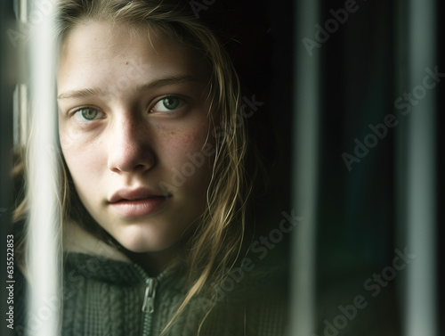 Photo of a teenage boy sitting by a window. The composition emphasizes his isolation, portraying the inner turmoil and struggles of a teen grappling with depression. 