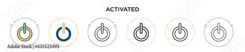 Activated icon in filled, thin line, outline and stroke style. Vector illustration of two colored and black activated vector icons designs can be used for mobile, ui, web