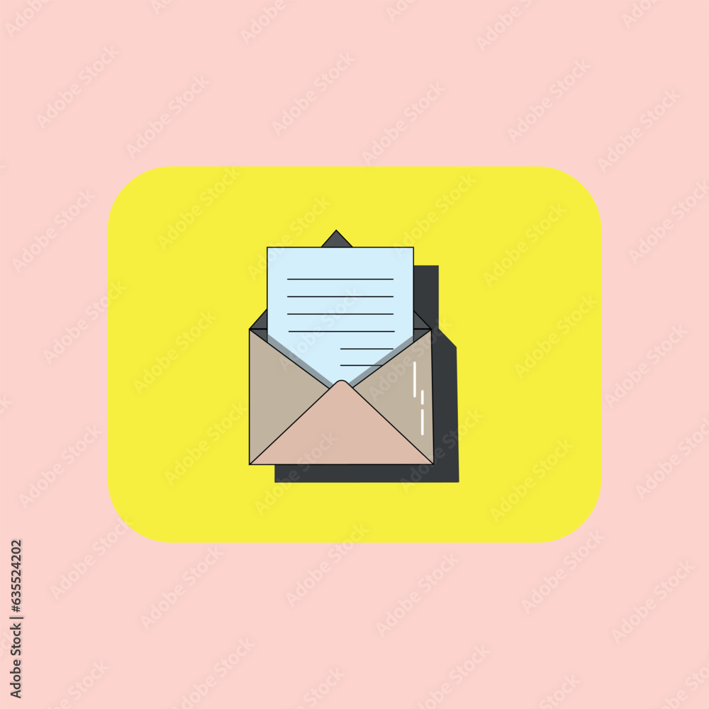 Letter in an unfolded, open envelope, a message Letter in an unfolded, open envelope, a message