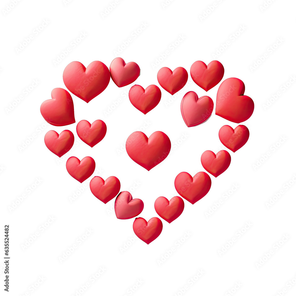 Red Heart decorations on transparent background suitable for Valentine s Day Mother s Day and weddings
