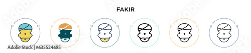 Fakir icon in filled, thin line, outline and stroke style. Vector illustration of two colored and black fakir vector icons designs can be used for mobile, ui, web