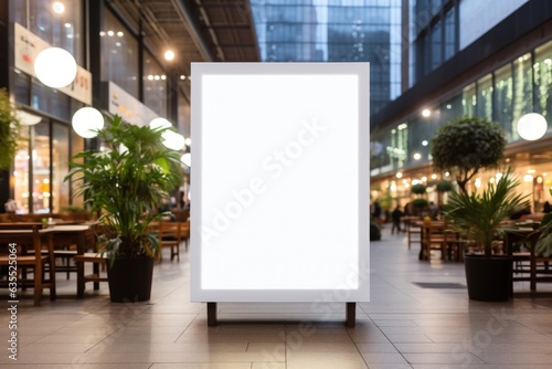 Blank advertising poster banner mockup outside shopping mall. generative ai