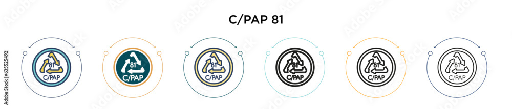 C/pap 81 icon in filled, thin line, outline and stroke style. Vector illustration of two colored and black c/pap 81 vector icons designs can be used for mobile, ui, web