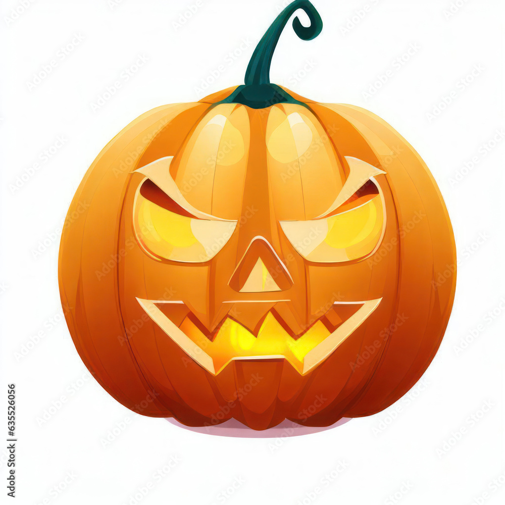 Fototapeta premium Pumpkin. Illustration for Halloween isolated on white background.generative AI