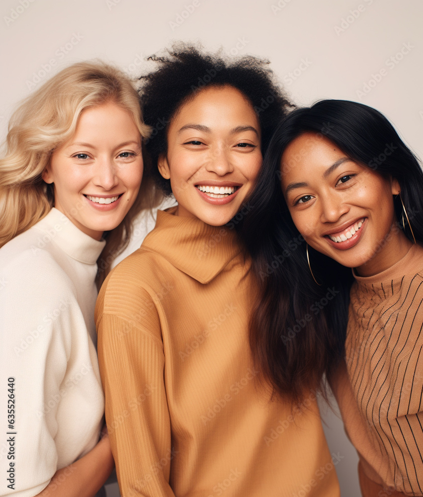 Portrait of beautiful cheerful multiethnic women Portrait of beautiful cheerful multiethnic women