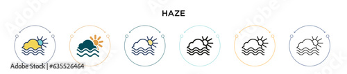 Haze icon in filled, thin line, outline and stroke style. Vector illustration of two colored and black haze vector icons designs can be used for mobile, ui, web
