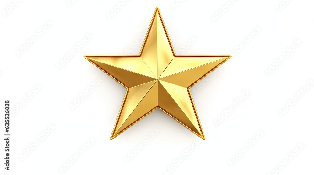 Macro of gold Christmas star isolated on white background created with Generative AI technology Macro of gold Christmas star isolated on white background created with Generative AI technology