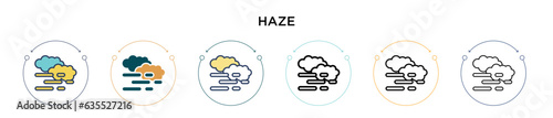 Haze icon in filled, thin line, outline and stroke style. Vector illustration of two colored and black haze vector icons designs can be used for mobile, ui, web