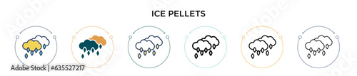 Ice pellets icon in filled, thin line, outline and stroke style. Vector illustration of two colored and black ice pellets vector icons designs can be used for mobile, ui, web