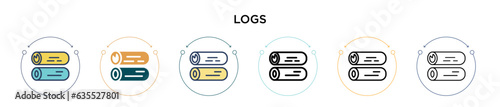 Logs icon in filled, thin line, outline and stroke style. Vector illustration of two colored and black logs vector icons designs can be used for mobile, ui, web