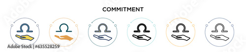 Commitment icon in filled, thin line, outline and stroke style. Vector illustration of two colored and black commitment vector icons designs can be used for mobile, ui, web