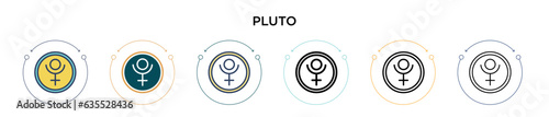 Pluto icon in filled, thin line, outline and stroke style. Vector illustration of two colored and black pluto vector icons designs can be used for mobile, ui, web
