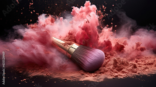 Fotografia makeup brush with blush powder