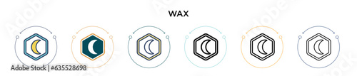 Wax icon in filled, thin line, outline and stroke style. Vector illustration of two colored and black wax vector icons designs can be used for mobile, ui, web