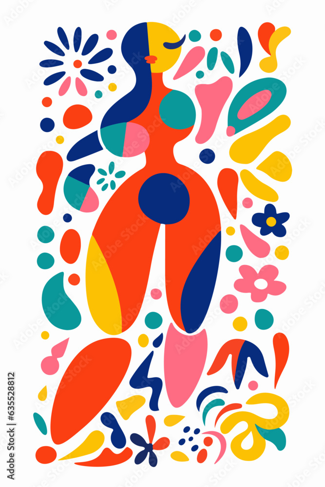 Abstract women from shapeless figures vector illustration. Women's health concept. Sticker, abstraction for women's vitamins.