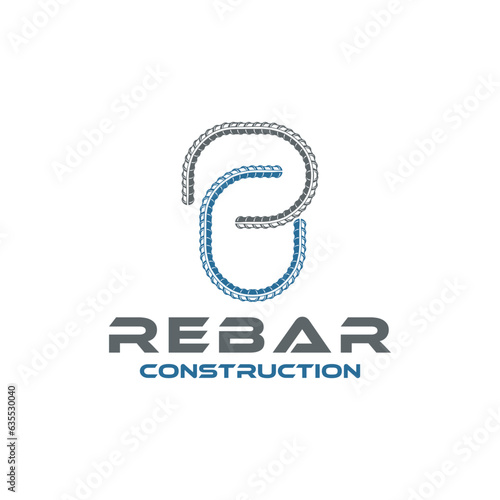 rebar concrete construction logo design 