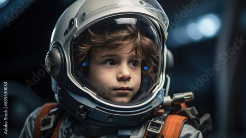 Portrait of a child in an astronaut costume