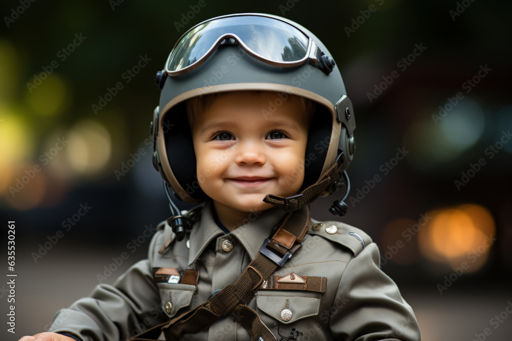 Dream job of soldier kid background. Generative ai. Dream job of soldier kid background. Generative ai.