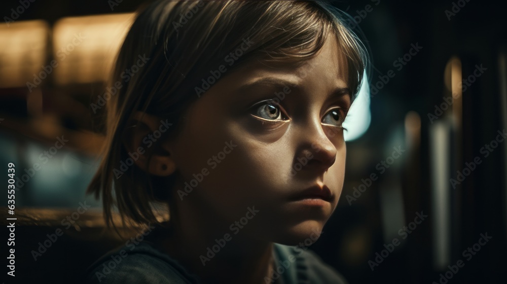 Lonely blonde girl sitting at home, ai art Lonely blonde girl sitting at home, ai art