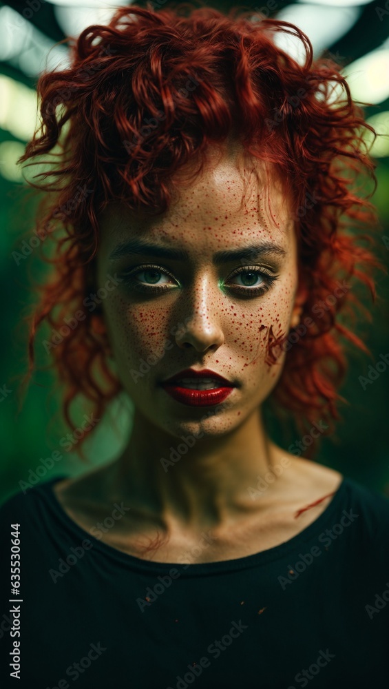A woman with red hair and freckles on her face A woman with red hair and freckles on her face