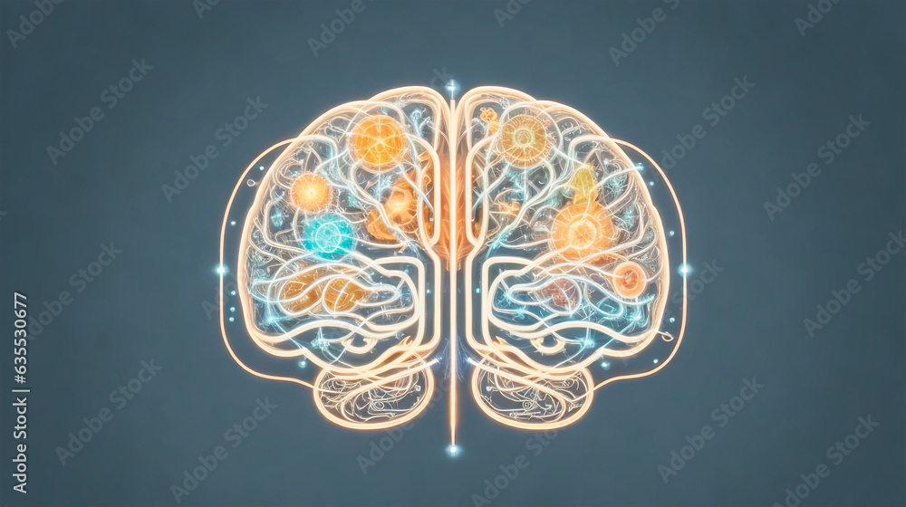 Human brain with wire connections Human brain with wire connections