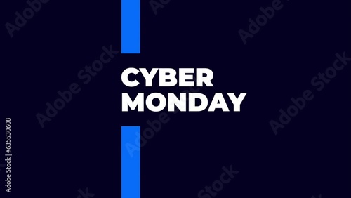 Cyber Monday text with blue lines on black modern gradient, motion abstract holidays, minimalism and promo style background