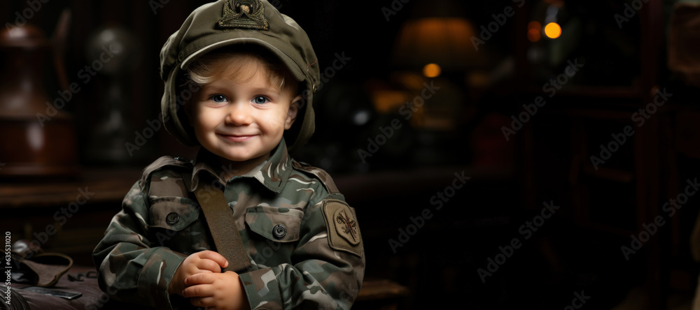Dream job of soldier kid background. Generative ai.