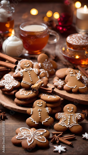Delicious gingerbread cookies with honey ginger and cinnamon, Generative IA