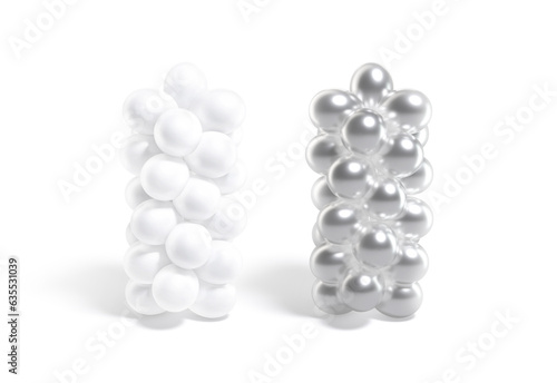Blank white and silver round balloon column mockup, isolated