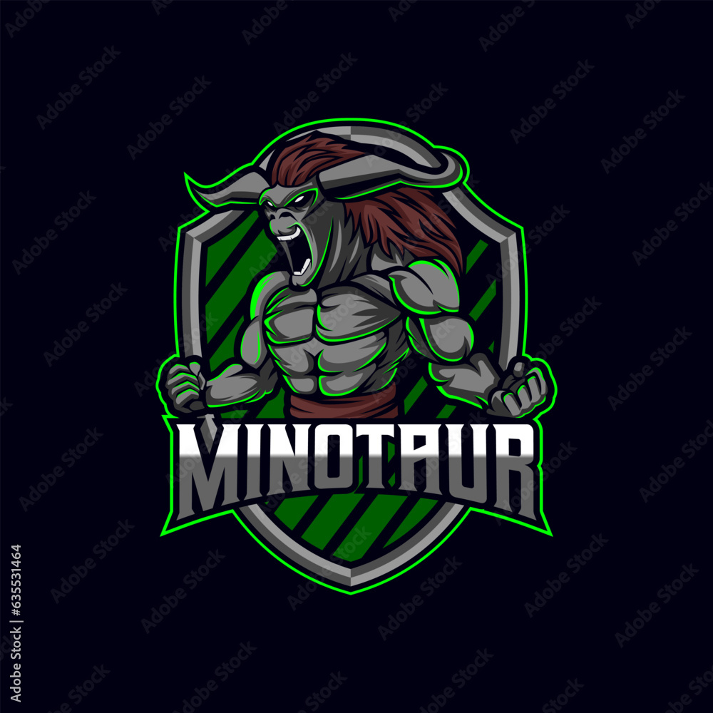 Fototapeta premium Minotaur Mascot E-sport Logo Template design vector illustration