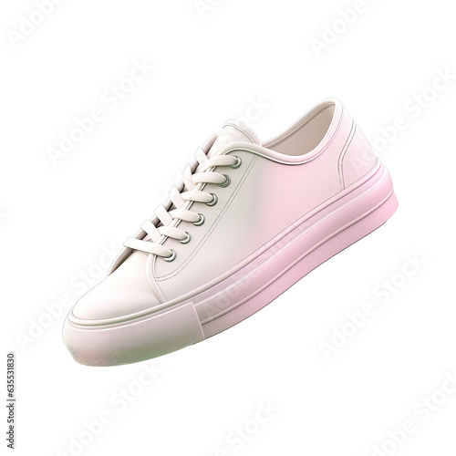 White sneaker on transparent background with a fresh trendy look