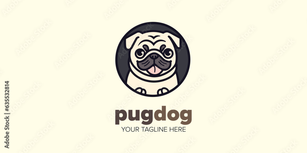 Captivating Cute Kawaii Pug Mascot: Cartoon Logo Illustration for Pet Store, Pet Shop, Toys, Food, and More Captivating Cute Kawaii Pug Mascot: Cartoon Logo Illustration for Pet Store, Pet Shop, Toys, Food, and More