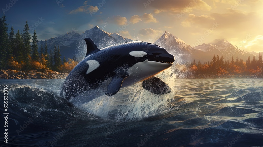 Fototapeta premium Orca Jump from the sea