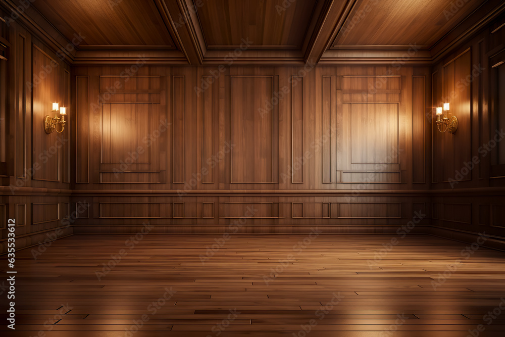 The interior design of minimal empty living room and wood wall texture The interior design of minimal empty living room and wood wall texture
