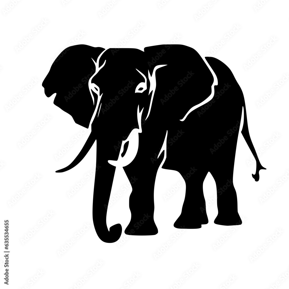 Fototapeta premium elephant, animal, vector, mammal, illustration, cartoon, wild, wildlife, silhouette, nature, animals, trunk, drawing, zoo, india, art, design, safari, svg