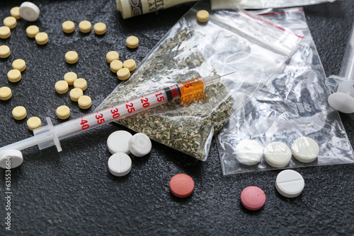 Different drugs and syringe...