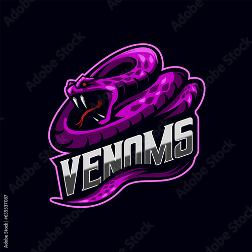 Snake Viper E-sport Mascot logo template design vector illustration