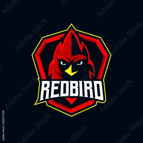 Red Bird Cardinal E-sport Logo Template vector illustration