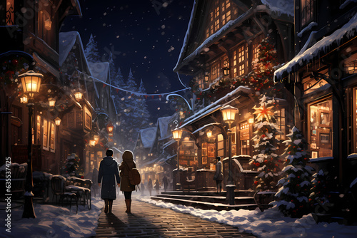 Snowy Village Exploration Anime © hamsah