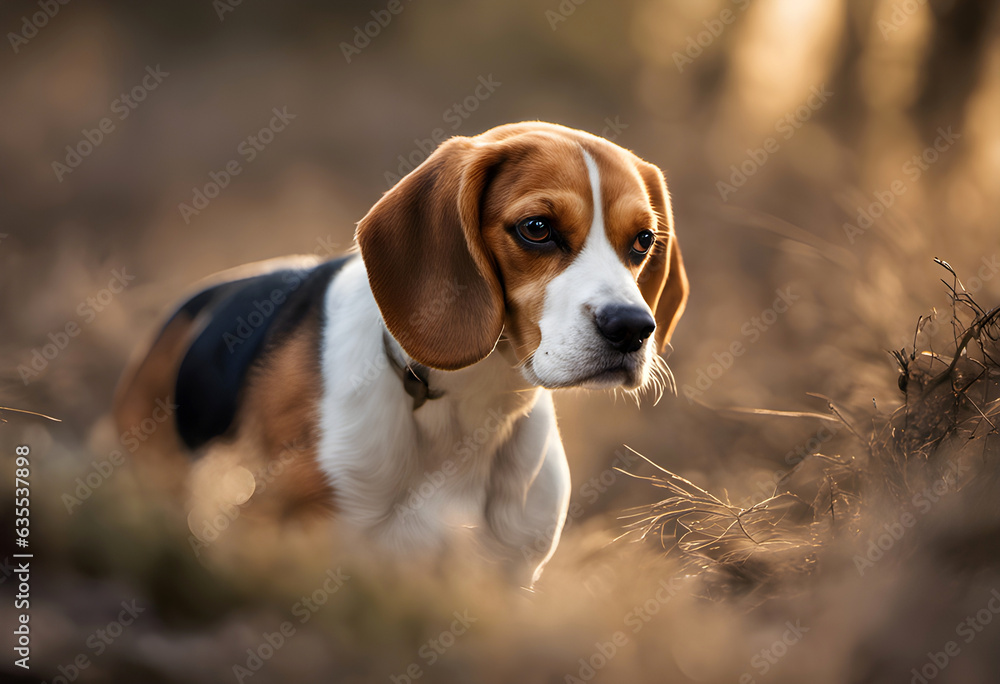 A Beagle is a Hound smelling a curious face on nature lawn, August 26th considered World Dog Day that was established to commemorate, celebrate our true four-legged friend, Generative AI tools.