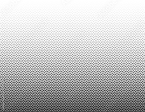 Disappearing seamless halftone vector background. Filled with black figures. Long fadeout